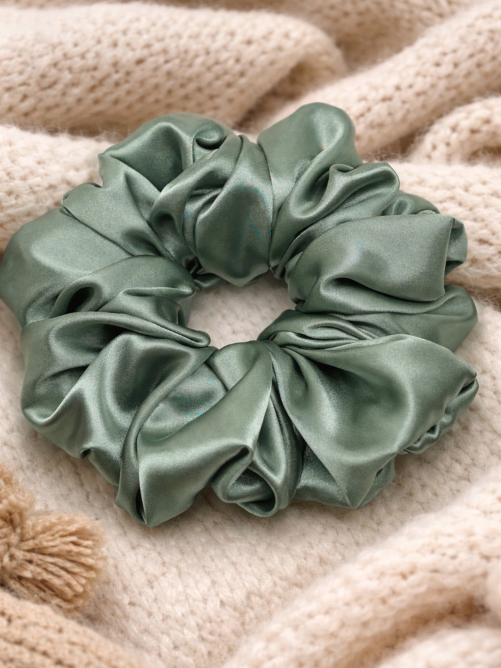 Sage Green Satin XXL Scrunchie